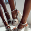 Everlasting Satin Platform Heels Champagne